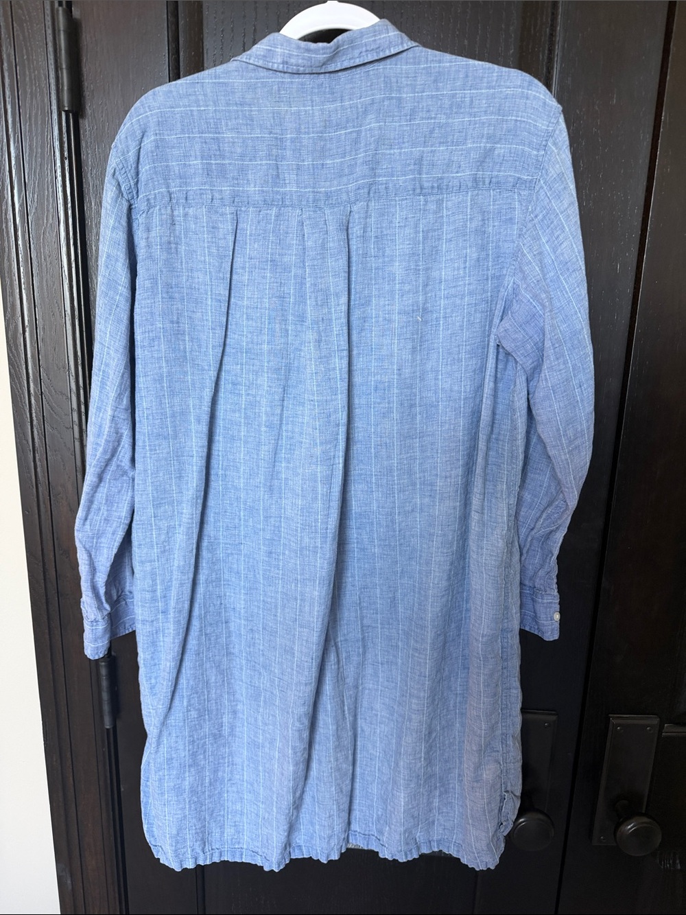 Frank & Eileen Hunter Light Blue Striped Linen Button-Down Shirtdress - Picture 3 of 5